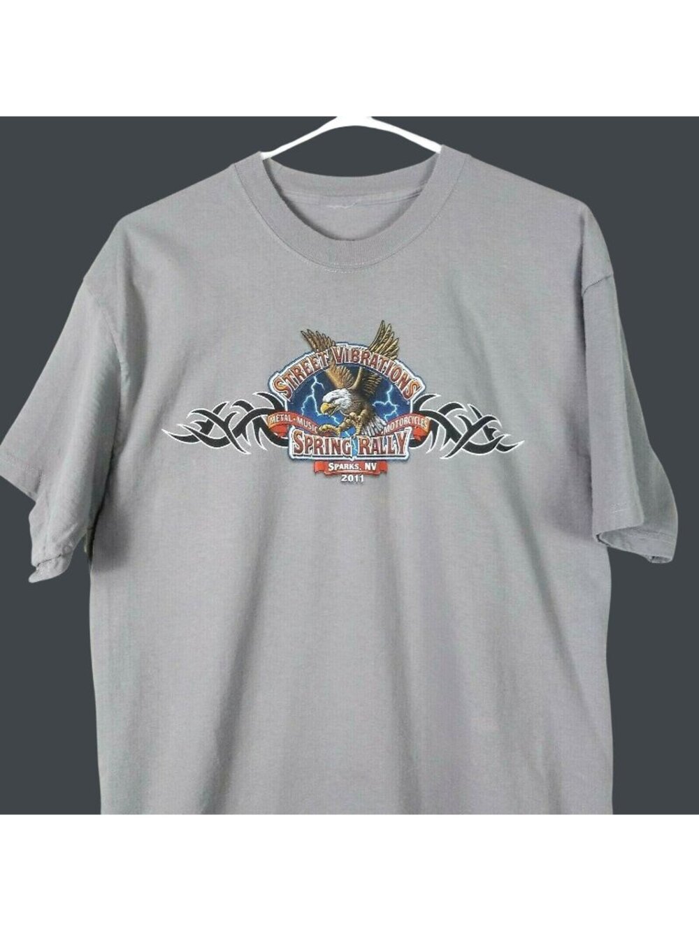 Street Vibrations 2011 Spring Rally Event Eagle T Shirt Mens M Gray Biker Moto